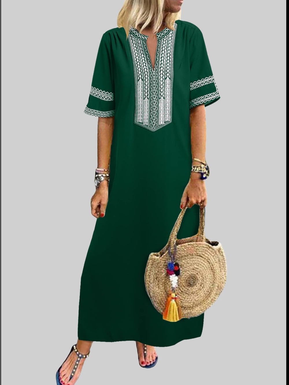 Short Sleeved Maxi Side slit Beach dress